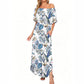 🏖️2026 Summer Hot Sale– Only ￡13.99!!🔥💃Women's Off-Shoulder Ruffled Side-Slit Maxi Dress with Pockets
