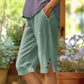 🏆LAST DAY SALE – ONLY ￡10.99!!🔥🌿Casual Solid Capri Pants With Pockets👖Loose Fit Split Hem Daily Walking Trousers