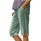 🏆LAST DAY SALE – ONLY ￡10.99!!🔥🌿Casual Solid Capri Pants With Pockets👖Loose Fit Split Hem Daily Walking Trousers