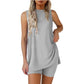 💗LAST DAY SALE 60% OFF⚡50K+ SOLD💕Women’s Sleeveless 2-Piece Lounge Set✨Split Hem Shorts Matching Travel Resort Outfit🌴