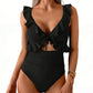 🏖️Summer Hot Sale 50% OFF🌊 Aqua Eve Women’s Tummy-Control One-Piece Swimsuit🩱Flattering V-Neck🩱Ruched Slimming Design🌸Elegant Ruffle & Chic Cut-Out 💕
