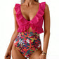 🏖️Summer Hot Sale 50% OFF🌊 Aqua Eve Women’s Tummy-Control One-Piece Swimsuit🩱Flattering V-Neck🩱Ruched Slimming Design🌸Elegant Ruffle & Chic Cut-Out 💕