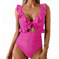 🏖️Summer Hot Sale 50% OFF🌊 Aqua Eve Women’s Tummy-Control One-Piece Swimsuit🩱Flattering V-Neck🩱Ruched Slimming Design🌸Elegant Ruffle & Chic Cut-Out 💕