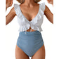 🏖️Summer Hot Sale 50% OFF🌊 Aqua Eve Women’s Tummy-Control One-Piece Swimsuit🩱Flattering V-Neck🩱Ruched Slimming Design🌸Elegant Ruffle & Chic Cut-Out 💕