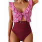 🏖️Summer Hot Sale 50% OFF🌊 Aqua Eve Women’s Tummy-Control One-Piece Swimsuit🩱Flattering V-Neck🩱Ruched Slimming Design🌸Elegant Ruffle & Chic Cut-Out 💕