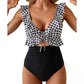 🏖️Summer Hot Sale 50% OFF🌊 Aqua Eve Women’s Tummy-Control One-Piece Swimsuit🩱Flattering V-Neck🩱Ruched Slimming Design🌸Elegant Ruffle & Chic Cut-Out 💕