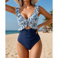 🏖️Summer Hot Sale 50% OFF🌊 Aqua Eve Women’s Tummy-Control One-Piece Swimsuit🩱Flattering V-Neck🩱Ruched Slimming Design🌸Elegant Ruffle & Chic Cut-Out 💕