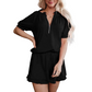 🔥🚀HOT NEW ARRIVAL!!🏆2026 Summer Women 2-Piece Ribbed Knit Outfit, Half-Zip Pocket Top & High Waist Ruffle Mini Skirt👍👗