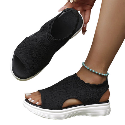 ⏰Time-Limited Special Price: ￡13.99!!🩴Women’s Knit Platform Sandals – Lightweight, Breathable & Arch-Supported 🏝️☁️  Cushioned Memory Foam Footbed • Non-Slip Sole • All-Day Comfort for Summer Walks, Holidays & City Days 🎁🇬🇧