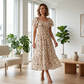 🌼Summer Hot Sale– ONLY ￡18.99!!🔥🌸Square Neck Floral Midi Dress✨Smocked Bust Tiered Flowy Skirt Romantic Holiday Outfit