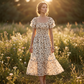 🌼Summer Hot Sale– ONLY ￡18.99!!🔥🌸Square Neck Floral Midi Dress✨Smocked Bust Tiered Flowy Skirt Romantic Holiday Outfit