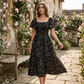 🌼Summer Hot Sale– ONLY ￡18.99!!🔥🌸Square Neck Floral Midi Dress✨Smocked Bust Tiered Flowy Skirt Romantic Holiday Outfit