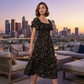 🌼Summer Hot Sale– ONLY ￡18.99!!🔥🌸Square Neck Floral Midi Dress✨Smocked Bust Tiered Flowy Skirt Romantic Holiday Outfit