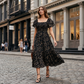 🌼Summer Hot Sale– ONLY ￡18.99!!🔥🌸Square Neck Floral Midi Dress✨Smocked Bust Tiered Flowy Skirt Romantic Holiday Outfit