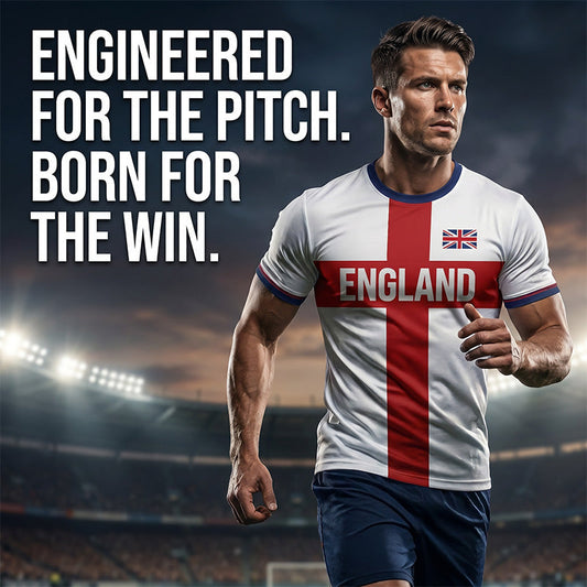 ⏳LAST DAY ONLY £13.99‼️🔥⚽England Football T-Shirt, Large Letter Print, Sporty Casual Wear, Must-Have Culture Tee, Short Sleeve, Long Length, Loose-Fitting🦁
