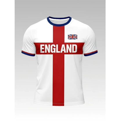 ⏳LAST DAY ONLY £13.99‼️🔥⚽England Football T-Shirt, Large Letter Print, Sporty Casual Wear, Must-Have Culture Tee, Short Sleeve, Long Length, Loose-Fitting🦁
