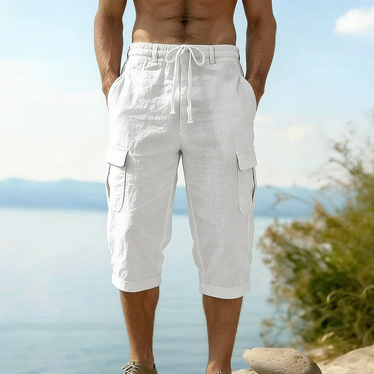 ☀️LAST DAY SALE – ONLY ￡16.99!!😍🔥New arrivals now on sale-Men's Linen Blend Cargo Capri Pants👖