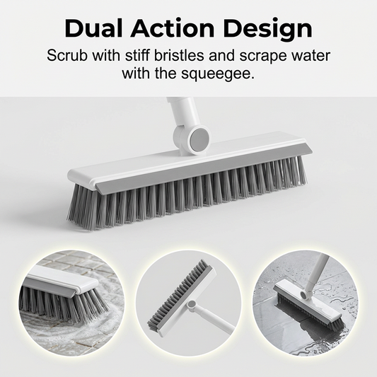 🎉Surprise Price ￡9.99!!✨🧹 2-in-1 Grout & Corner Scrubber Brush with Squeegee🫧