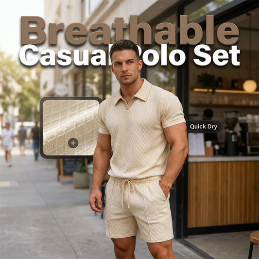 ⏰👕2026 HOT SALE – 50% OFF! 🔥Men’s Jacquard Two-Piece Loungewear Set✨Geometric Textured Knit Contrast Lapel V Neck🌿