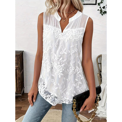 🌊💗LAST DAY SALE 60% OFF⚡50K+ SOLD💕 Women’s Chic Floral Lace Sleeveless Shirt