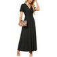 👗2026 Summer Hot Sale 49% OFF🌈 Women's V neck Ankle Length Floral Print Beach Long Flowy  Maxi Dress with Pockets🎀