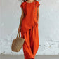 🌈2026 Summer Hot Sale 50% OFF!🪡Women's Asymmetric Hem Top & Pants 2-Piece Set✨Irregular Cut Loose Matching Outfit Soft Fabric Casual Daily Holiday Suit