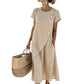 💗LAST DAY SALE 60% OFF⚡50K+ SOLD💕👗Women’s Summer Round Neck Elegant Solid Color Dress✨ Elegant & Comfortable☀️