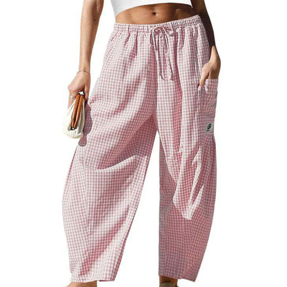 💗Summer Hot Sale 50% OFF:Only £14.99!!⚡50K+ SOLD💕👖Loose Fit Gingham Plaid Pants💦Soft Airy Vacation Daily Wide Leg Trousers🌿