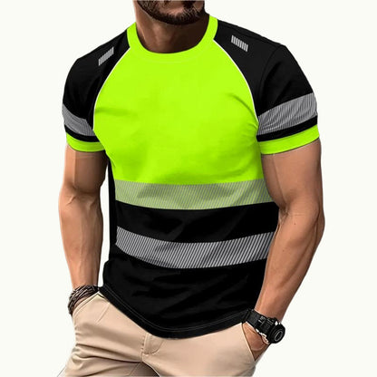 🔥 LIMITED-TIME 50% OFF! ✨👕Men’s Fluorescent Color Block Athletic Shirt Outdoor Safety Tee🏃High Visibility Quick Dry Work Sports Top🏗️Lightweight Breathable Quick Dry Outdoor Work Sport Tee
