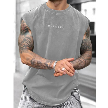🔥SUMMER HOT SALE £12.99!!💥50K+ SOLD!🏋️Vintage Wash Loose Fit Gym Muscle Tee✨Retro Sleeveless Workout Tank Top For Men⏳Limited Stock