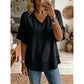 🏖️SUMMER HOT SALE £11.99!!💥50K+ SOLD💕Women's Boho V-Neck T-Shirt with Frayed Edges 🌿 – Loose Fit, Breathable Summer Top in Soft Cotton👚