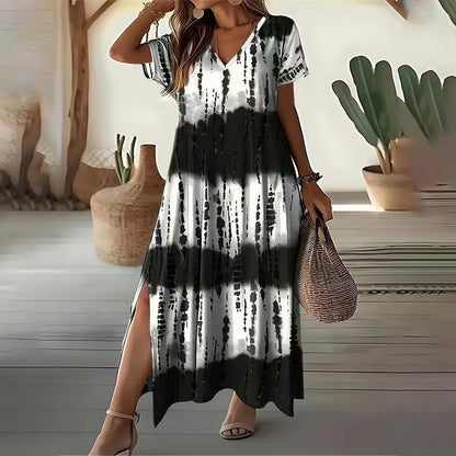🌺2026 Summer Hot Sale：Only￡14.99‼️👗Women’s Casual V-Neck Gradient Dress💐Soft Flowy Ombre Sundress For Beach Holiday Daily Commute UK🇬🇧🌈