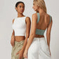 💗LAST DAY SPECIAL PRICE ￡11.99⚡50K+ SOLD💕👙High Neck Slim Fit Crop Tank Shirt Y2k Tops🖤Stretchy Sleeveless Cropped Camisole For Club Daily Street Outfit UK🇬🇧✨