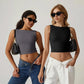 💗LAST DAY SPECIAL PRICE ￡11.99⚡50K+ SOLD💕👙High Neck Slim Fit Crop Tank Shirt Y2k Tops🖤Stretchy Sleeveless Cropped Camisole For Club Daily Street Outfit UK🇬🇧✨