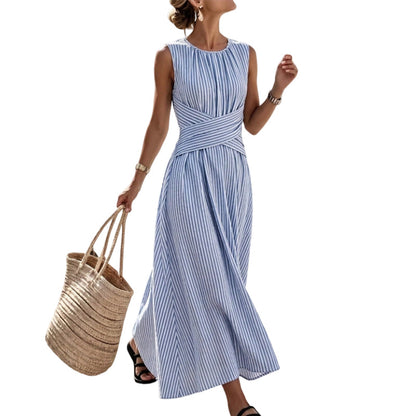💗👗LAST DAY SALE 60% OFF⚡50K+ SOLD💕Women Casual Striped Sleeveless Maxi Dress✨Loose Breathable Long Sundress Daily Holiday Beach Commute Outfit UK🇬🇧