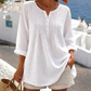🔥👚2026 Summer Hot Sale– Only ￡12.99!!⚡️Women's Long Sleeve Pleated Henley Neck Blouse✨Soft Breathable Elegant Casual Pleated Top Daily Commute Outfit UK🇬🇧💐