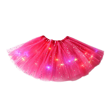 🏆🌈LAST DAY SALE – ONLY ￡8.99!!🔥LED Light Up Sequin Tutu Skirt Star Mesh Princess Skirt for Girls and Adults