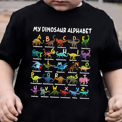 ⏳🦖2026 Summer Hot Sale 50% OFF :￡10.99!!⚡✨Kids Dinosaur Alphabet T-Shirt 👕 Soft Short Sleeve Tee | Fun Dino Letter Print!