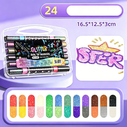 🔥🎨This Week's Special Price:£7.99!!✨Glitter Effect Brush Markers🥇: Create Sparkling Art Smoothly 🥳(🌈24-120 Colors | Smooth No Clog | No Bleed Through📝)