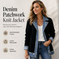 🏆LAST DAY-50% OFF🔥Women’s Elegant Denim Spliced Ribbed Knit Coat