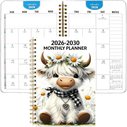 ⏰📅 LAST DAY SALE ONLY￡7.99!! 🐮2026–2030 Monthly Planner✨Cute Highland Cow 5-Year Calendar | Large Monthly Blocks for Long-Term Planning