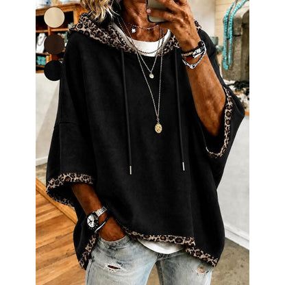 🏆HOT SALE 50% OFF💥Women's Leopard Print Trim Hoodie