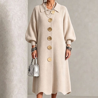 🍂Autumn Hot Sale 59% OFF🔥✨Women's Lantern Sleeve Ribbed Knit Maxi Dress