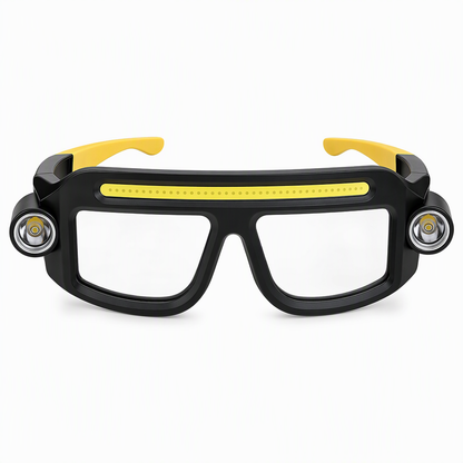 ⏳🖤Black Friday Sale: ONLY ￡8.99!!👓Dual Beam Rechargeable Glasses Light – Hands Free Clip-On LED Eyewear Lamp, Type-C Charging Head Light for Hiking, Repairing & Night Reading