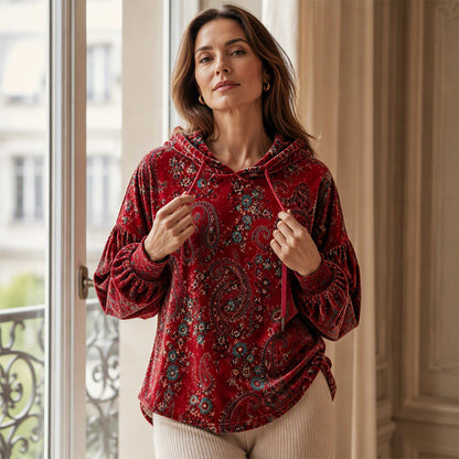 🔥LAST DAY SALE 50% OFF💥Women's Paisley Print Drawstring Hoodie