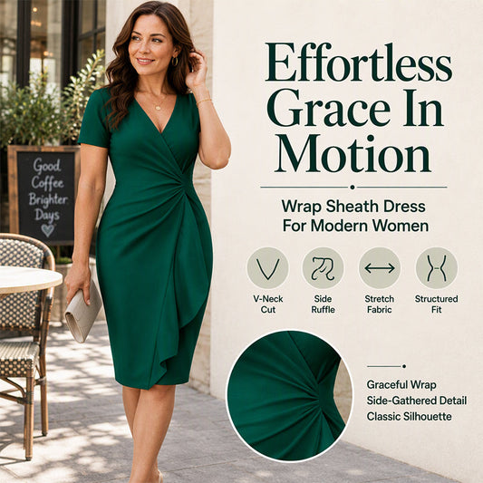 ⚡ Final Clearance – Up to 50% OFF ⚡Women's Elegant V-Neck Ruffle Wrap Dress