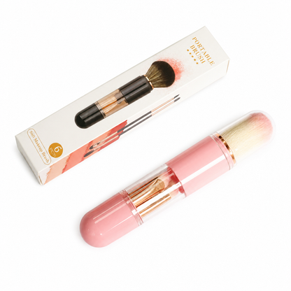 📢⏳LAST WEEK SALE -ONLY £8.99!🖤Portable Retractable Makeup Brush Set Multifunctional Travel Cosmetic Tool with Powder Blush and Silicone Lip Brush