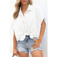 ⏳2026 Summer Hot Sale 60% OFF: Only £13.99!!💥👚Women's Casual V Neck Button Down Shirts Solid Short Sleeve Blouses💐Soft Breathable Basic Shirt For Office Holiday Daily Outfit🇬🇧