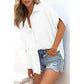 ⏳2026 Summer Hot Sale 60% OFF: Only £13.99!!💥👚Women's Casual V Neck Button Down Shirts Solid Short Sleeve Blouses💐Soft Breathable Basic Shirt For Office Holiday Daily Outfit🇬🇧